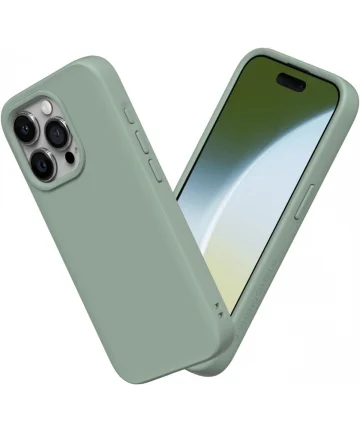 RhinoShield SolidSuit iPhone 15 Pro Max Back Cover Sage Green Hoesjes