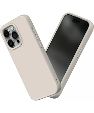 RhinoShield SolidSuit iPhone 15 Pro Max Back Cover Shell Beige Hoesjes