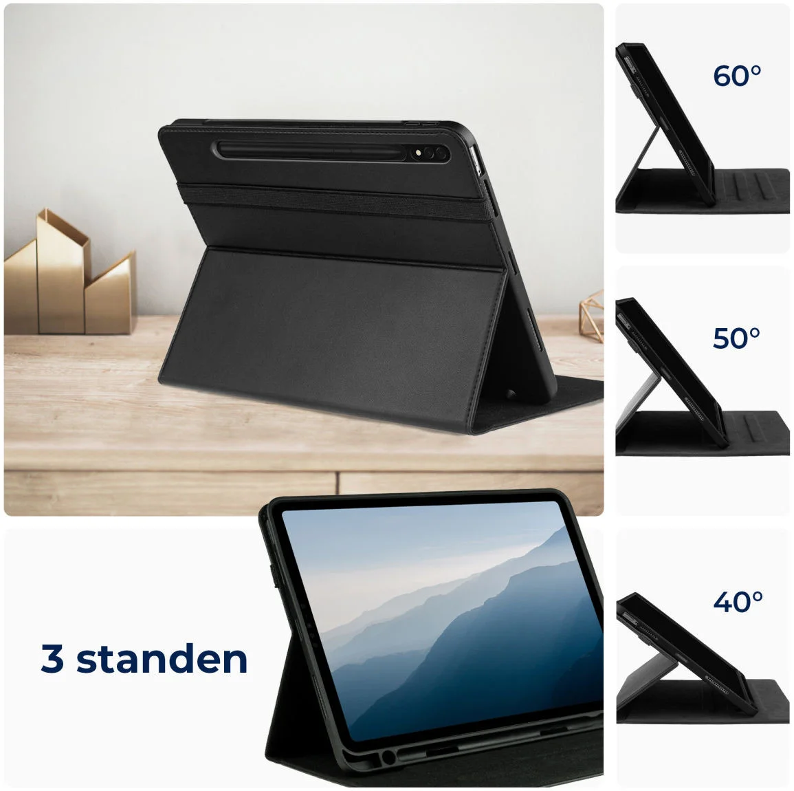 Rosso Element Samsung Galaxy Tab S9 Plus Hoes Book Case Zwart afbeelding 6