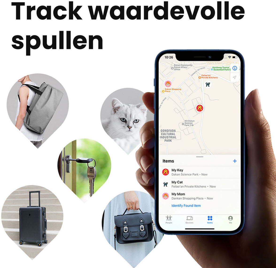 MiLi MiTag iOS FindMy Bluetooth Tracker met Sleutelhanger Wit (1-Pack) afbeelding 5