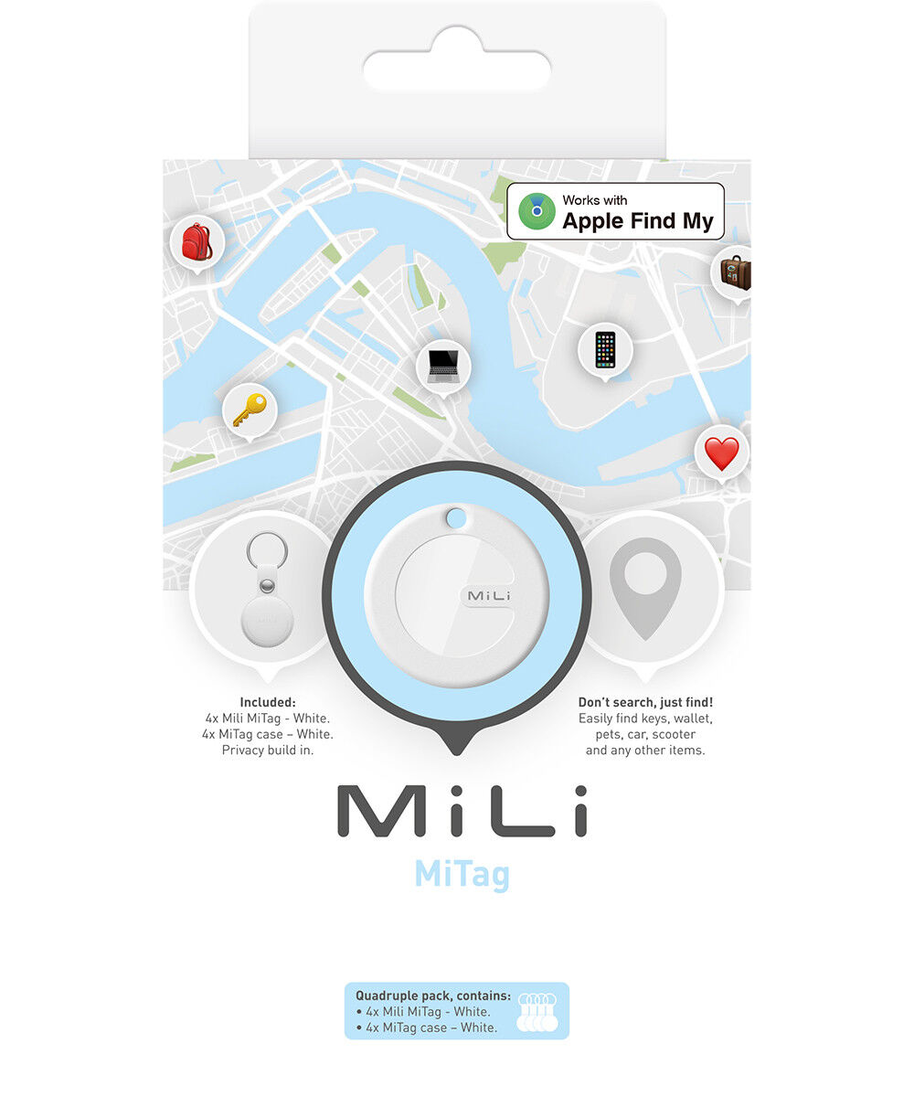 MiLi MiTag iOS FindMy Bluetooth Tracker met Sleutelhanger Wit (4-Pack) afbeelding 14