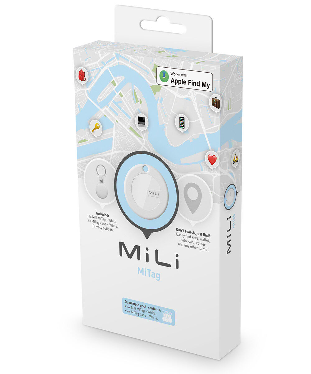 MiLi MiTag iOS FindMy Bluetooth Tracker met Sleutelhanger Wit (4-Pack) afbeelding 13