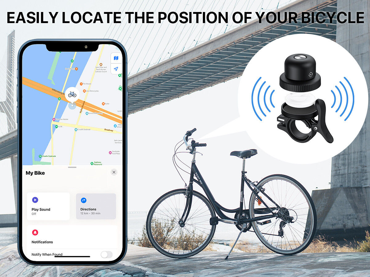 MiLi MiBell iOS FindMy Bluetooth Tracker Anti-Diefstal Fietsbel Zwart afbeelding 7