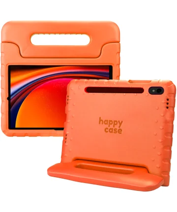 HappyCase Samsung Galaxy Tab S9 Kinder Tablethoes met Handvat Oranje Hoesjes