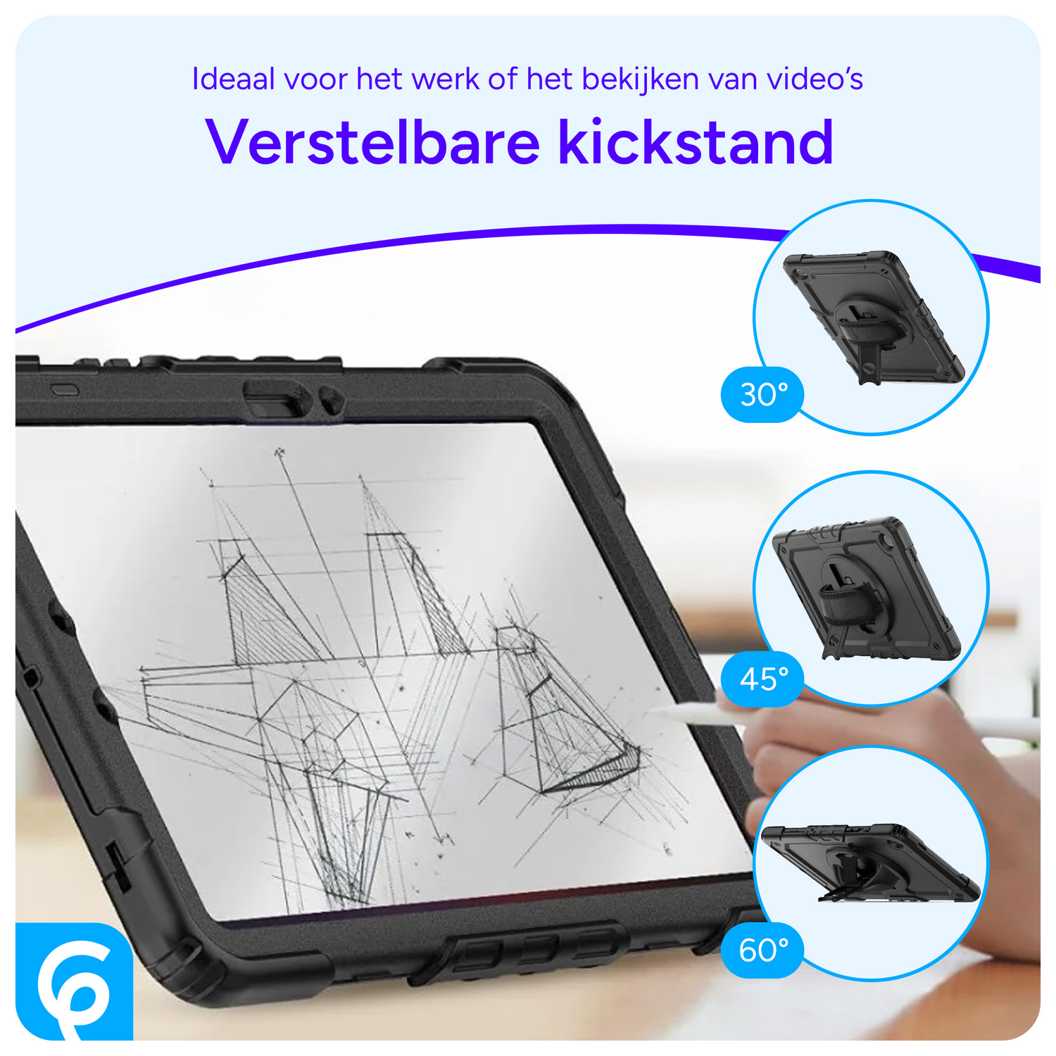 Samsung Galaxy Tab S9 / S9 FE Hoes met Screen Protector en Handriem Zwart afbeelding 6
