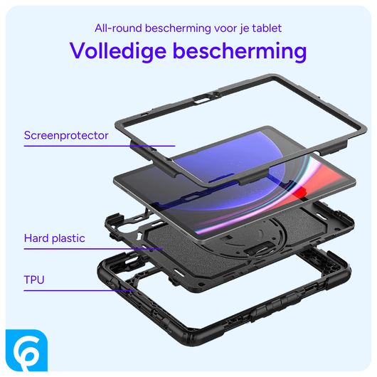 Samsung Galaxy Tab S9 / S9 FE Hoes met Screen Protector en Handriem Zwart afbeelding 8