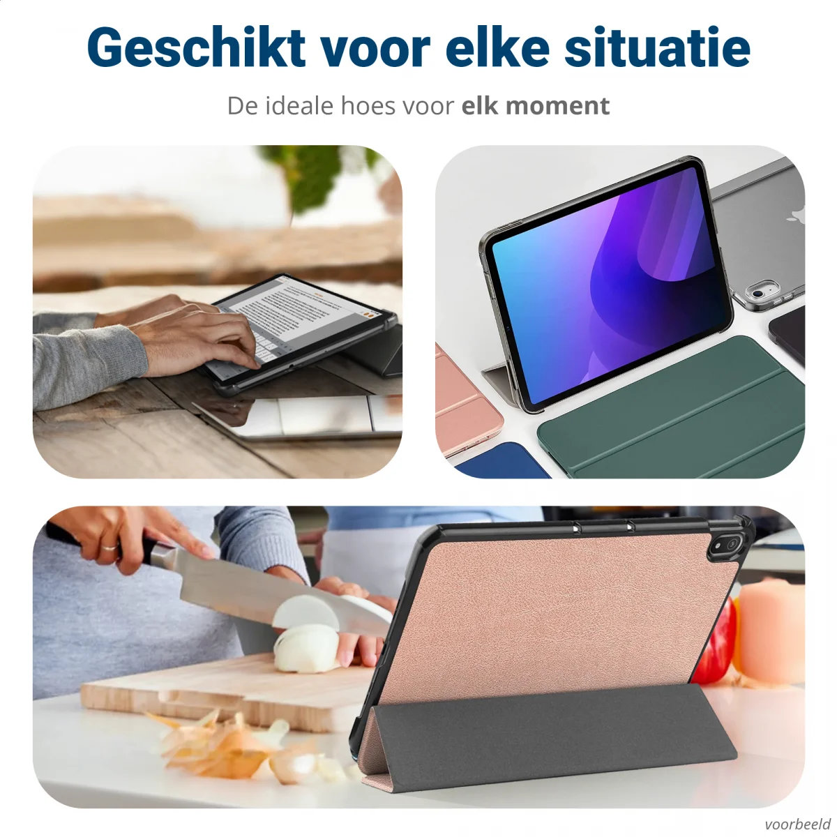 Samsung Galaxy Tab S10 Ultra / S9 Ultra Hoes Tri-Fold Book Case Standaard Roze afbeelding 8