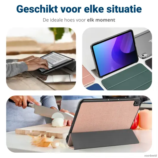 Samsung Galaxy Tab S10 Ultra / S9 Ultra Hoes Tri-Fold Book Case Standaard Roze afbeelding 8