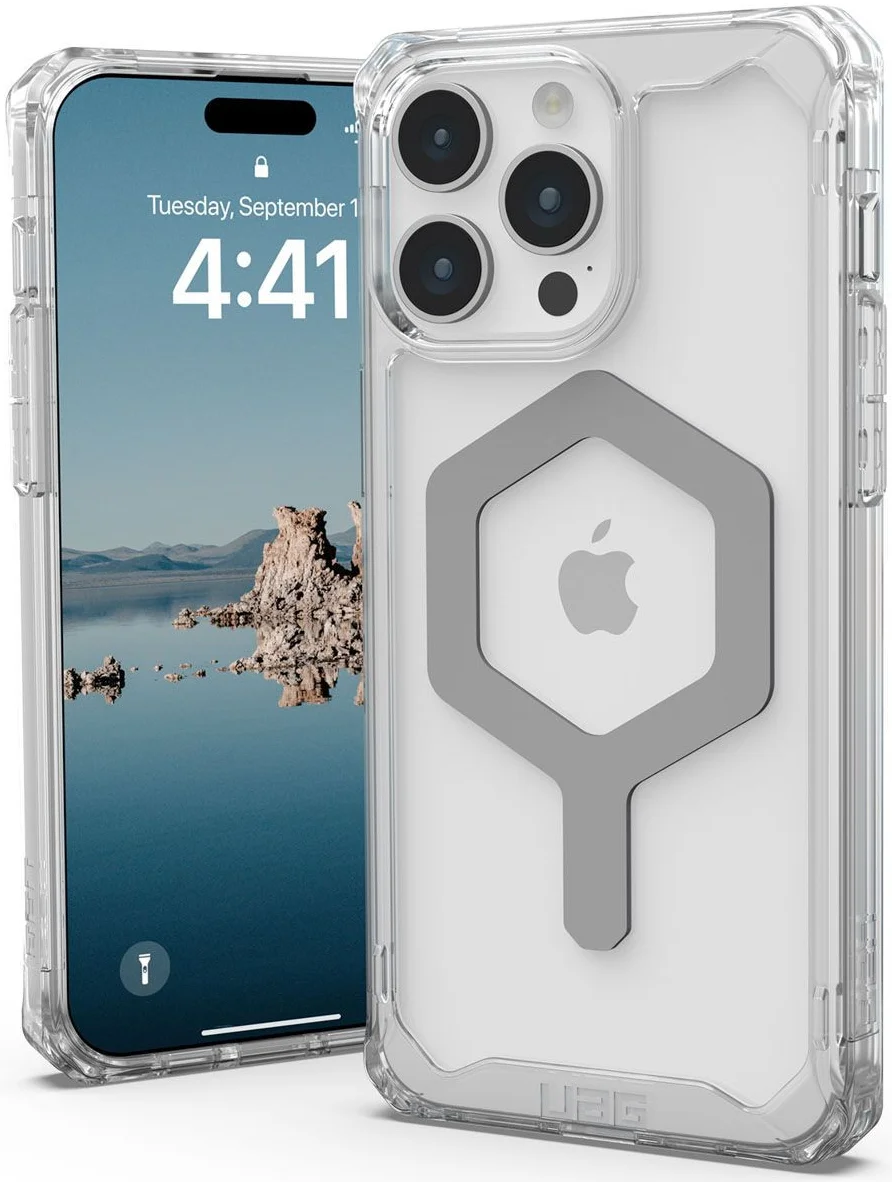 Urban Armor Gear Plyo iPhone 15 Pro Max Hoesje met MagSafe Ice Zilver afbeelding 1