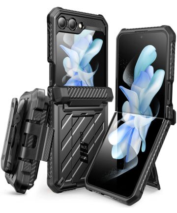 SUPCASE UB Pro Samsung Z Flip 5 Hoesje Full Protect Kickstand Zwart Hoesjes