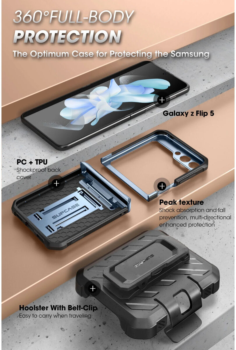 SUPCASE UB Pro Samsung Z Flip 5 Hoesje Full Protect Kickstand Blauw afbeelding 6