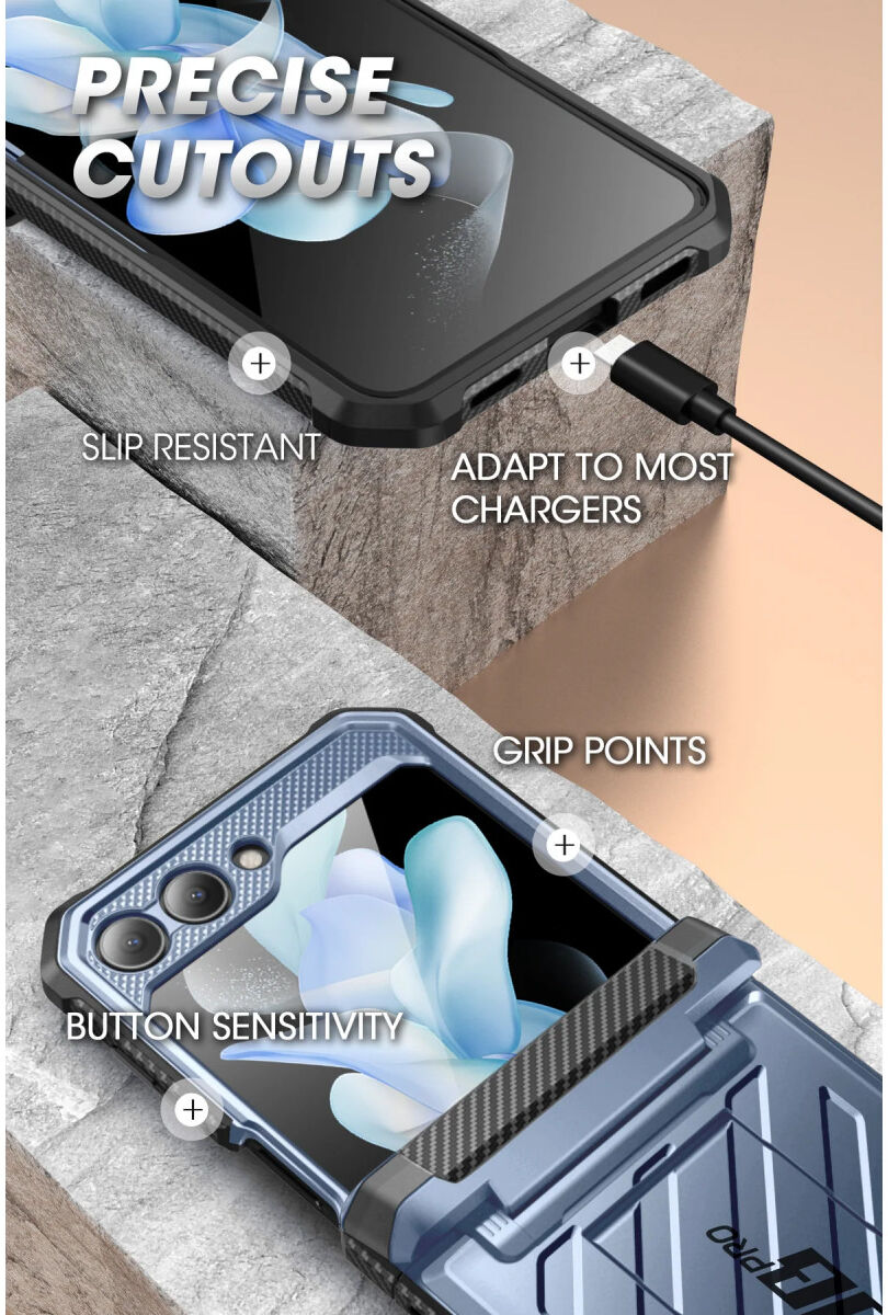 SUPCASE UB Pro Samsung Z Flip 5 Hoesje Full Protect Kickstand Blauw afbeelding 7