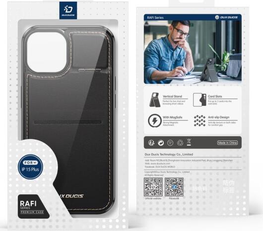 Dux Ducis Rafi iPhone 15 Plus Hoesje MagSafe Pasjes Houder RFID Zwart afbeelding 13