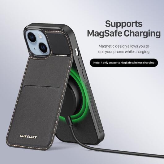 Dux Ducis Rafi iPhone 15 Plus Hoesje MagSafe Pasjes Houder RFID Zwart afbeelding 3