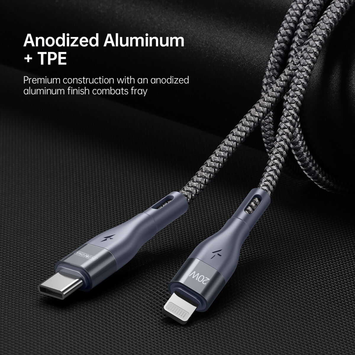 Duzzona 2.22A USB-C naar Lightning Kabel 20W Power Delivery 2M Grijs afbeelding 5