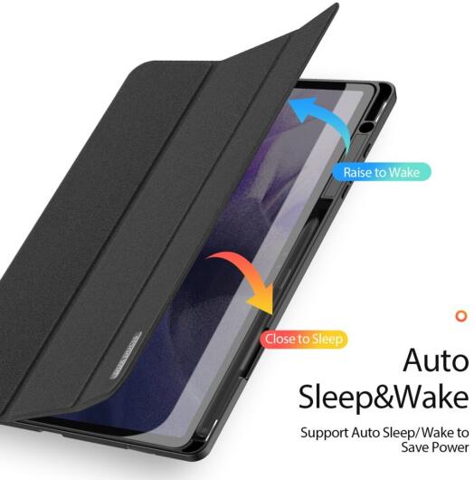 Dux Ducis Domo Samsung Tab S9+ / S9 FE+ Hoes Tri-Fold Book Case Zwart afbeelding 2