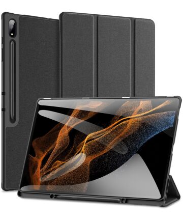 Dux Ducis Samsung Tab S8/S9 Ultra Hoes Tri-Fold Book Case Zwart Hoesjes