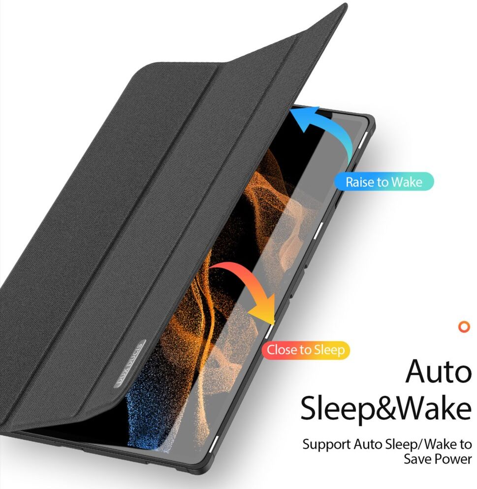 Dux Ducis Samsung Tab S8/S9 Ultra Hoes Tri-Fold Book Case Zwart afbeelding 2