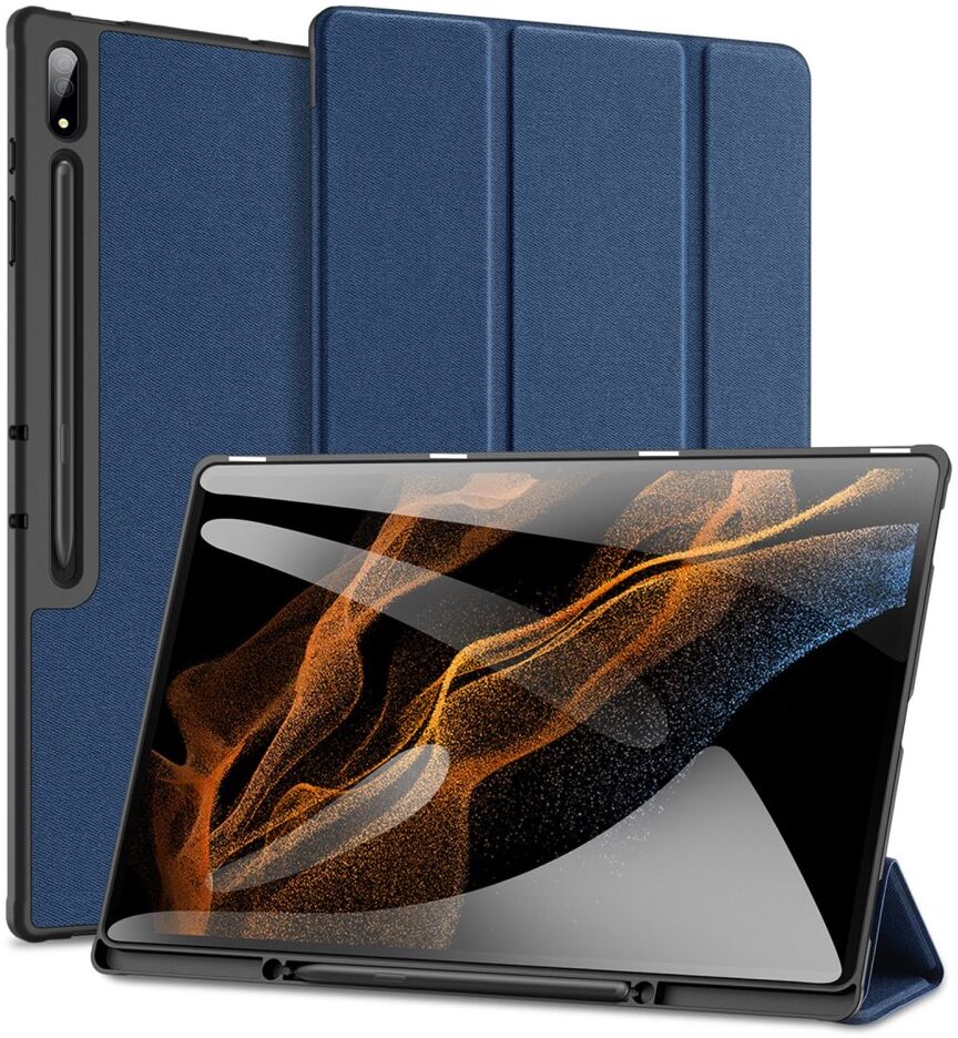 Dux Ducis Samsung Tab S8/S9 Ultra Hoes Tri-Fold Book Case Blauw afbeelding 1