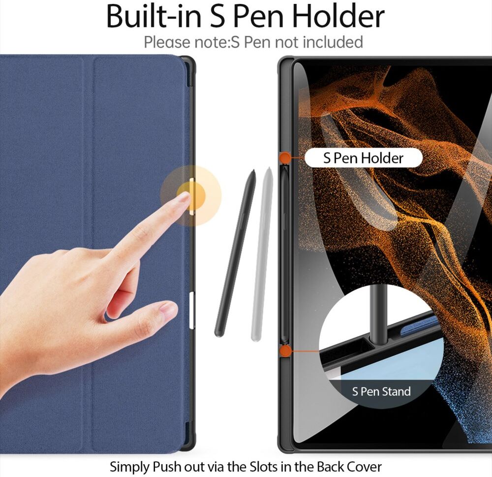 Dux Ducis Samsung Tab S8/S9 Ultra Hoes Tri-Fold Book Case Blauw afbeelding 8