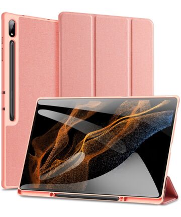 Dux Ducis Samsung Tab S8/S9 Ultra Hoes Tri-Fold Book Case Roze Hoesjes