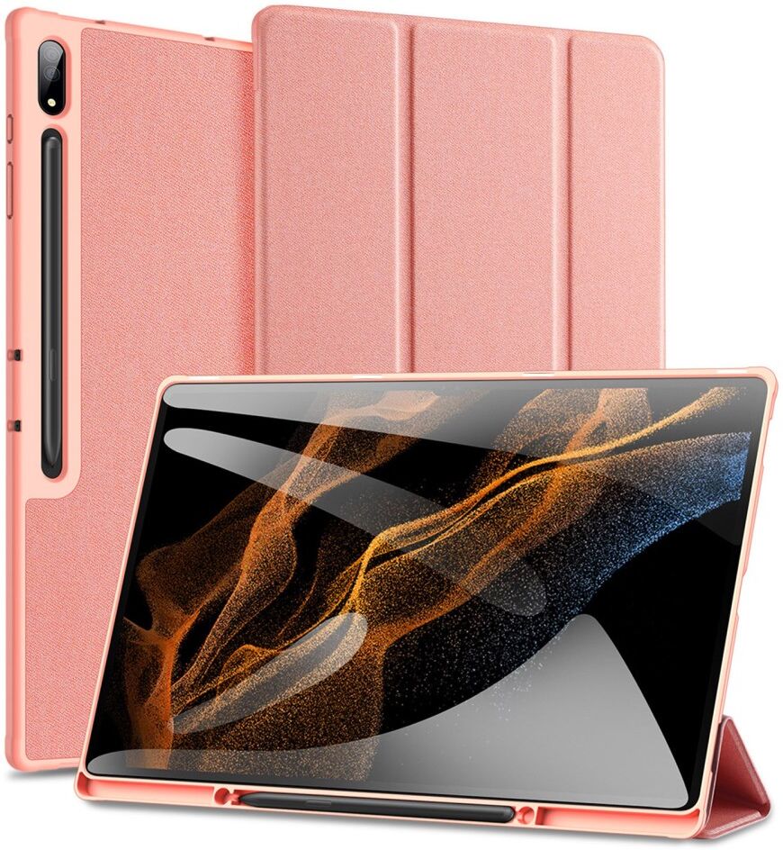 Dux Ducis Samsung Tab S8/S9 Ultra Hoes Tri-Fold Book Case Roze afbeelding 1