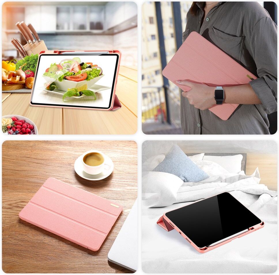 Dux Ducis Samsung Tab S8/S9 Ultra Hoes Tri-Fold Book Case Roze afbeelding 3