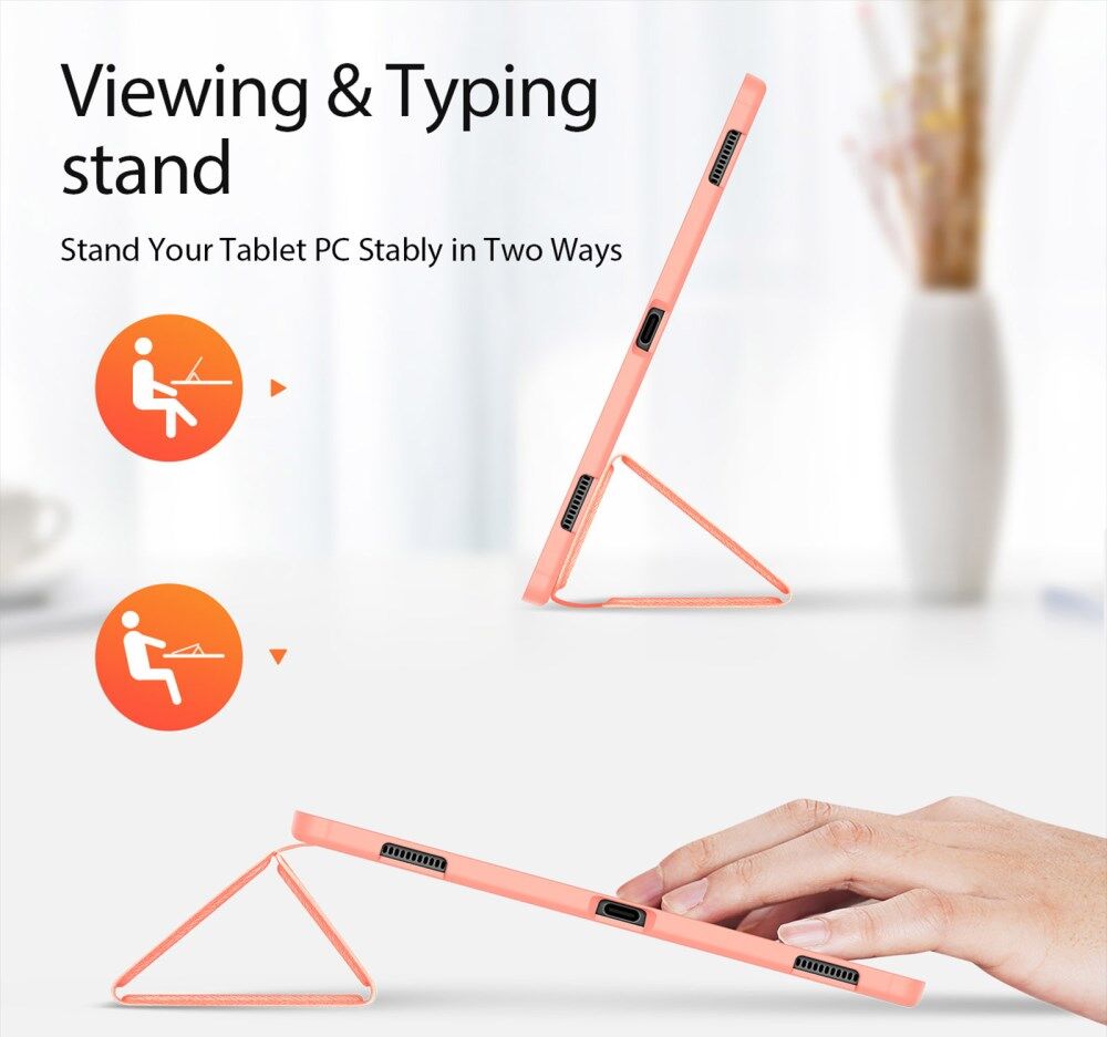 Dux Ducis Samsung Tab S8/S9 Ultra Hoes Tri-Fold Book Case Roze afbeelding 4