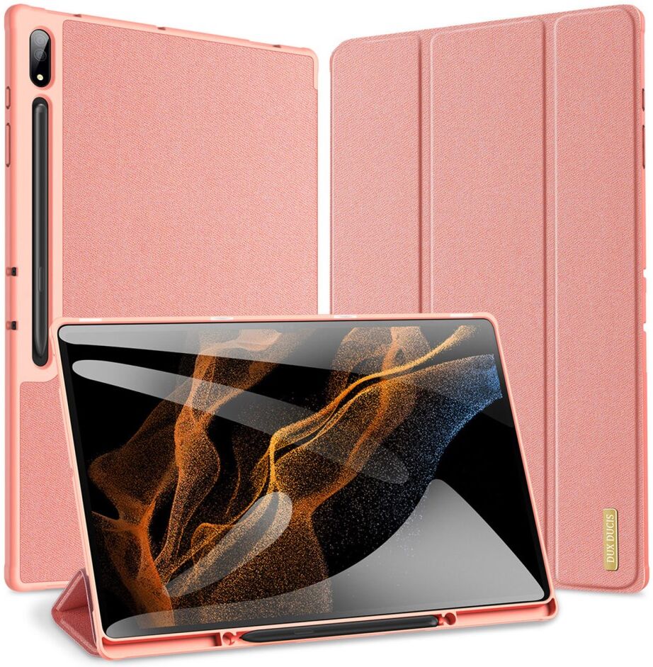 Dux Ducis Samsung Tab S8/S9 Ultra Hoes Tri-Fold Book Case Roze afbeelding 9