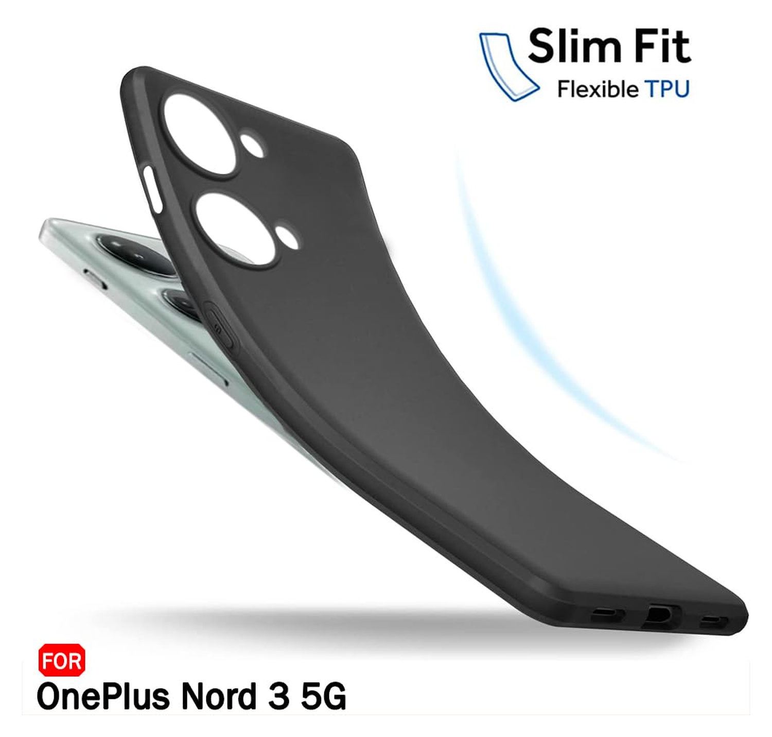 OnePlus Nord 3 Hoesje Dun TPU Matte Back Cover Zwart afbeelding 3