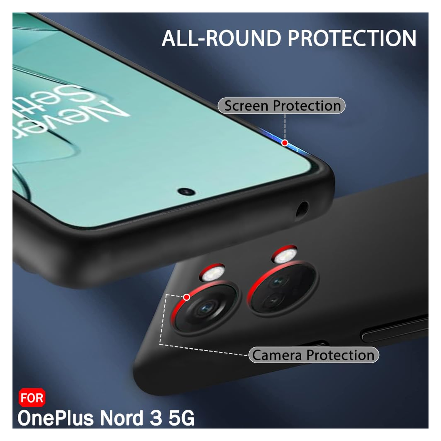 OnePlus Nord 3 Hoesje Dun TPU Matte Back Cover Zwart afbeelding 5