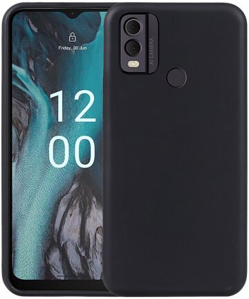 Nokia C22 Hoesje Dun TPU Matte Back Cover Zwart Hoesjes