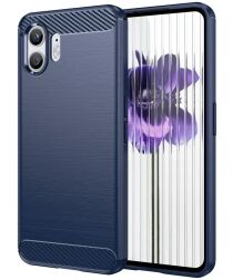 Nothing Phone (2) Hoesje Geborsteld TPU Flexibele Back Cover Blauw