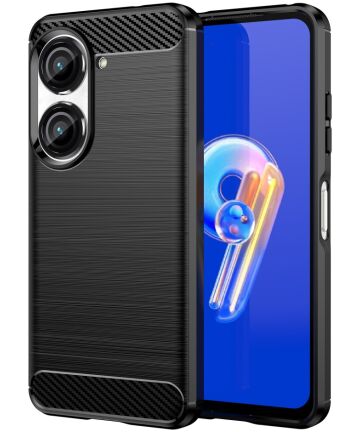 Asus Zenfone 10 Hoesje Geborsteld TPU Flexibele Back Cover Zwart Hoesjes