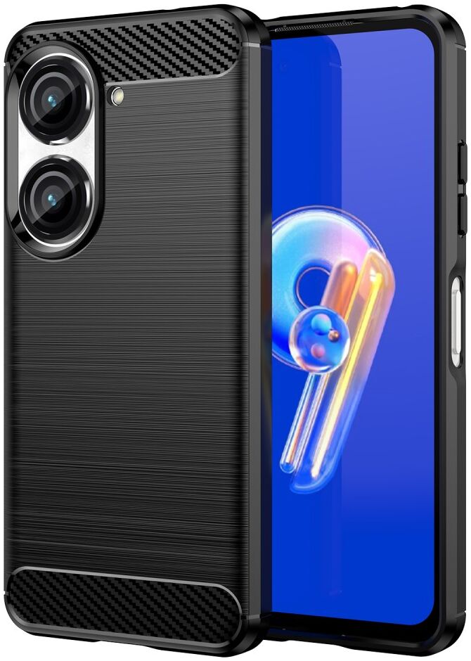 Asus Zenfone 10 Hoesje Geborsteld TPU Flexibele Back Cover Zwart afbeelding 1