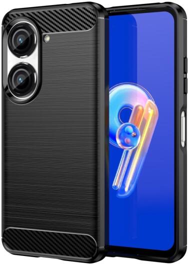 Asus Zenfone 10 Hoesje Geborsteld TPU Flexibele Back Cover Zwart afbeelding 1