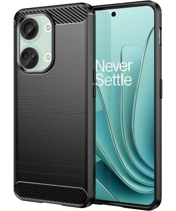 OnePlus Nord 3 Hoesje Geborsteld TPU Flexibele Back Cover Zwart Hoesjes