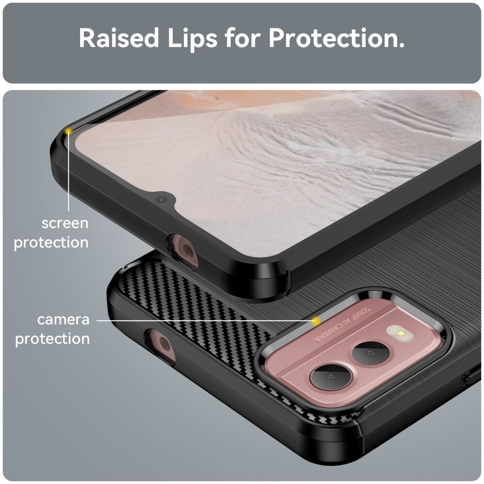 Nokia C32 Hoesje Geborsteld TPU Flexibele Back Cover Zwart afbeelding 7