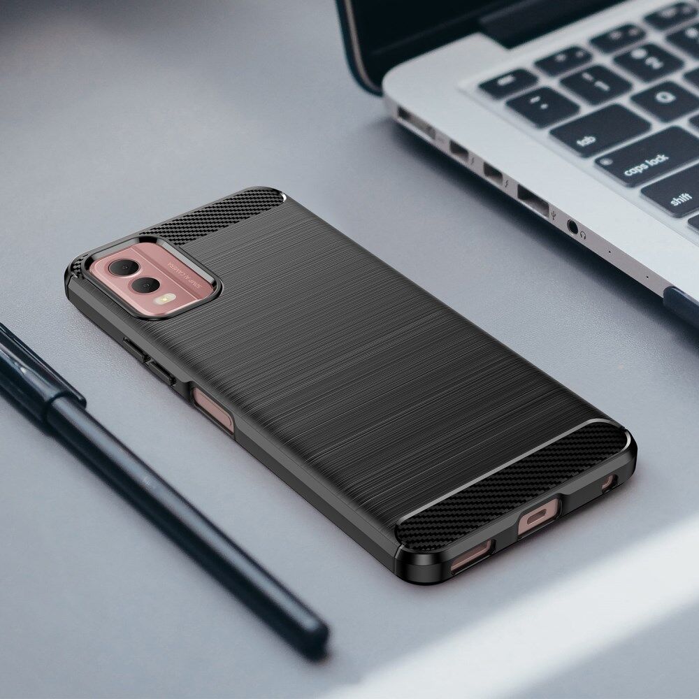 Nokia C32 Hoesje Geborsteld TPU Flexibele Back Cover Zwart afbeelding 8