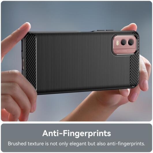 Nokia C32 Hoesje Geborsteld TPU Flexibele Back Cover Zwart afbeelding 6