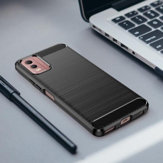 Nokia C32 Hoesje Geborsteld TPU Flexibele Back Cover Zwart afbeelding 8