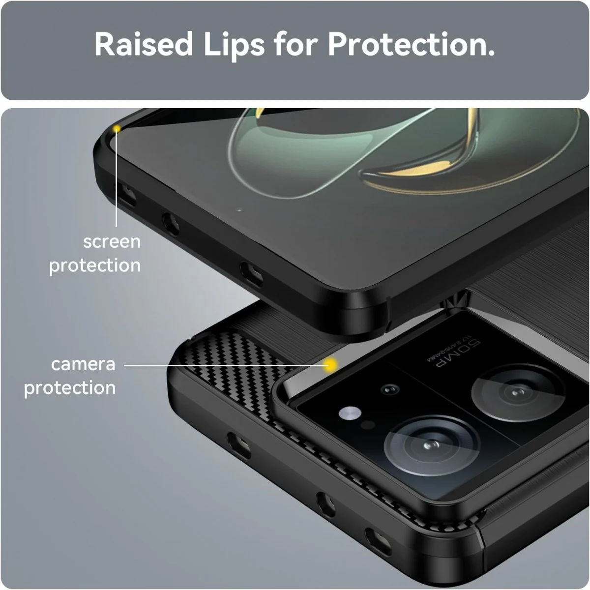 Xiaomi 13T / 13T Pro Hoesje Geborsteld TPU Flexibele Back Cover Zwart afbeelding 5