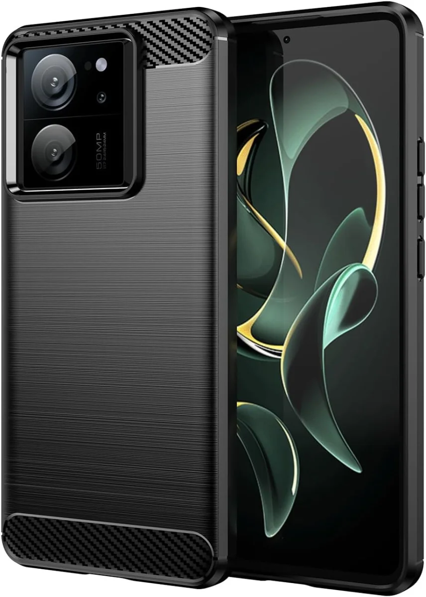 Xiaomi 13T / 13T Pro Hoesje Geborsteld TPU Flexibele Back Cover Zwart afbeelding 1