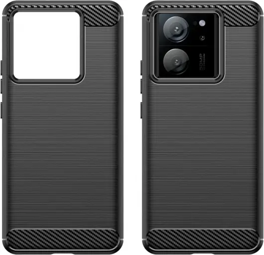 Xiaomi 13T / 13T Pro Hoesje Geborsteld TPU Flexibele Back Cover Zwart afbeelding 2