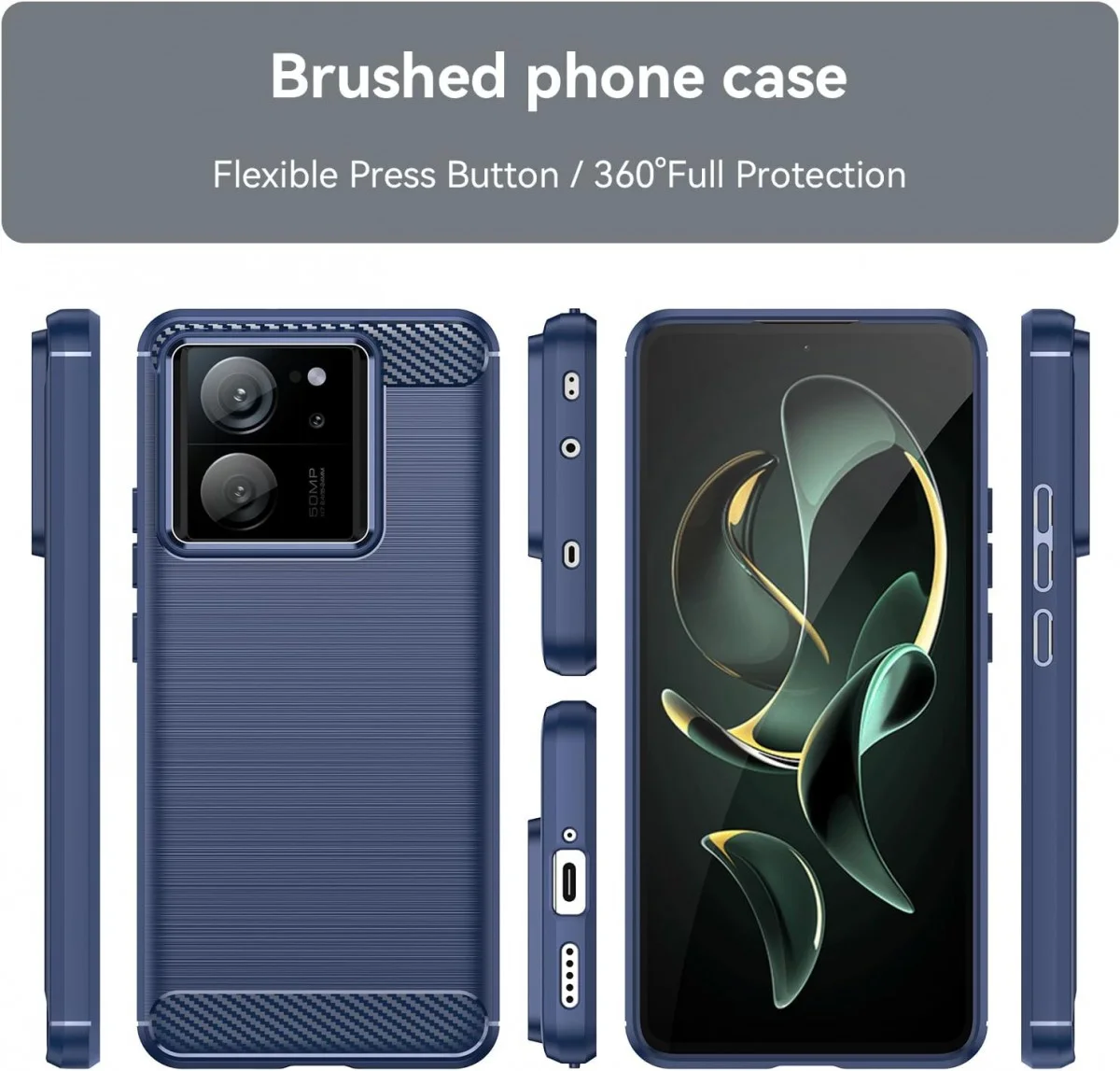 Xiaomi 13T / 13T Pro Hoesje Geborsteld TPU Flexibele Back Cover Blauw afbeelding 8