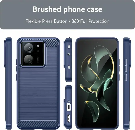 Xiaomi 13T / 13T Pro Hoesje Geborsteld TPU Flexibele Back Cover Blauw afbeelding 8