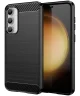 Samsung Galaxy S23 FE Hoesje Geborsteld TPU Flexibele Back Cover Zwart