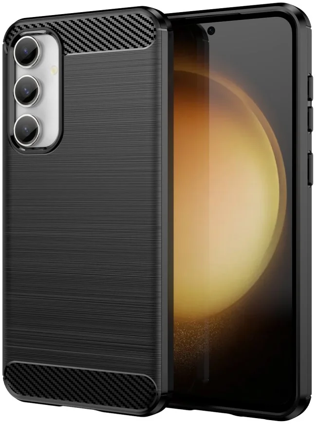 Samsung Galaxy S23 FE Hoesje Geborsteld TPU Flexibele Back Cover Zwart afbeelding 1