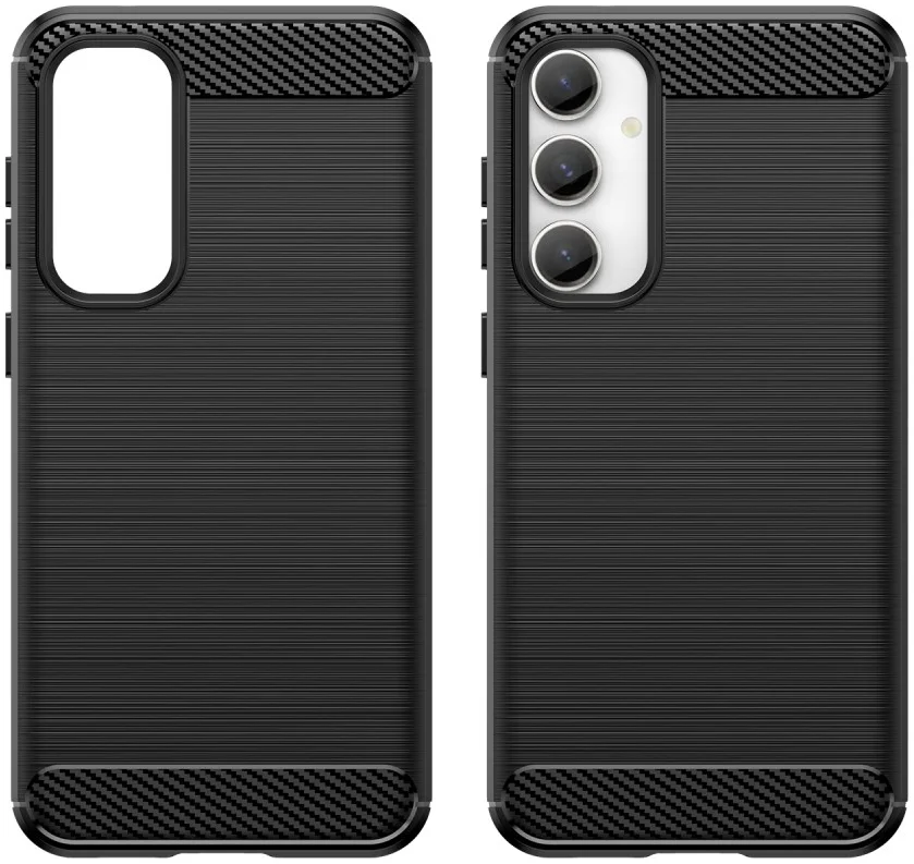 Samsung Galaxy S23 FE Hoesje Geborsteld TPU Flexibele Back Cover Zwart afbeelding 2