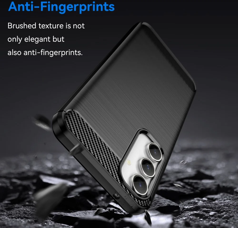 Samsung Galaxy S23 FE Hoesje Geborsteld TPU Flexibele Back Cover Zwart afbeelding 4